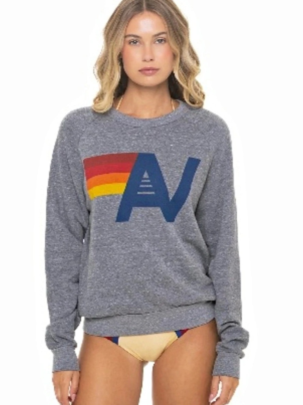 Aviator Nation Logo Sweatshirt in Heather Grey, Size Medium